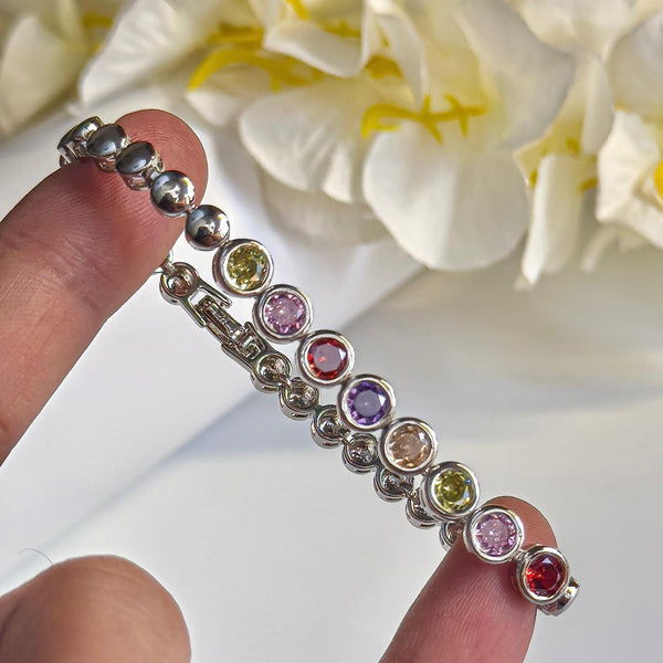 Multicolor Round Cz Bracelet