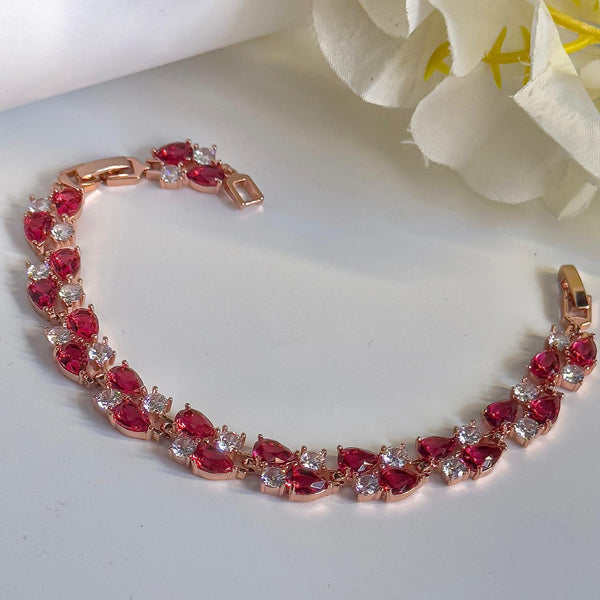 Water Drop Red Cz Bracelet