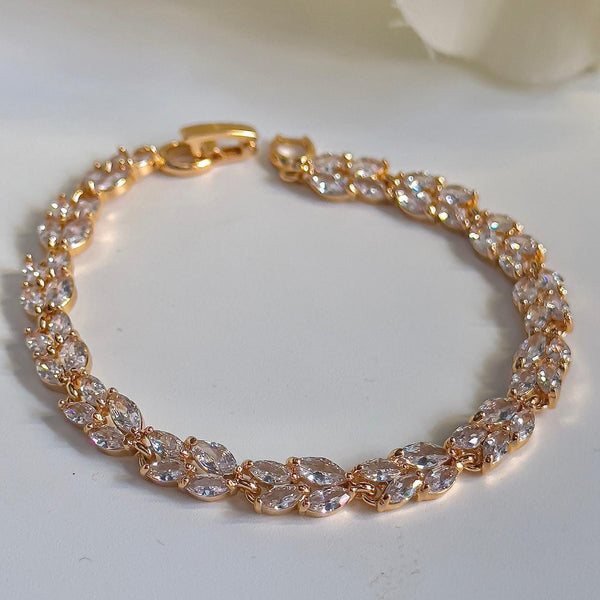 Leaf Cz Golden Bracelet