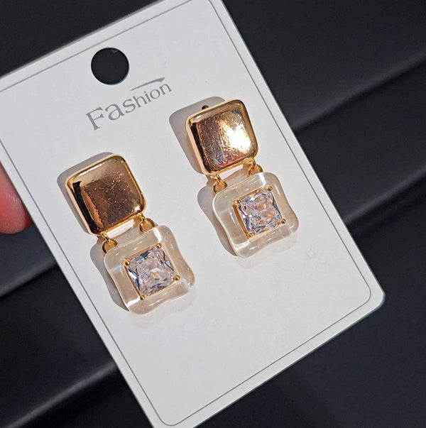 Square Glossy cz Earrings